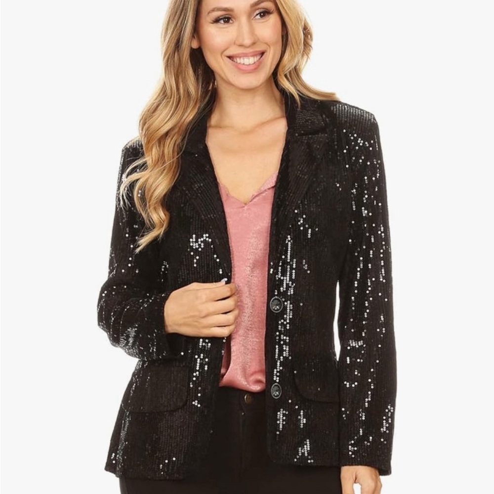 Black Sequin Women's Blazer